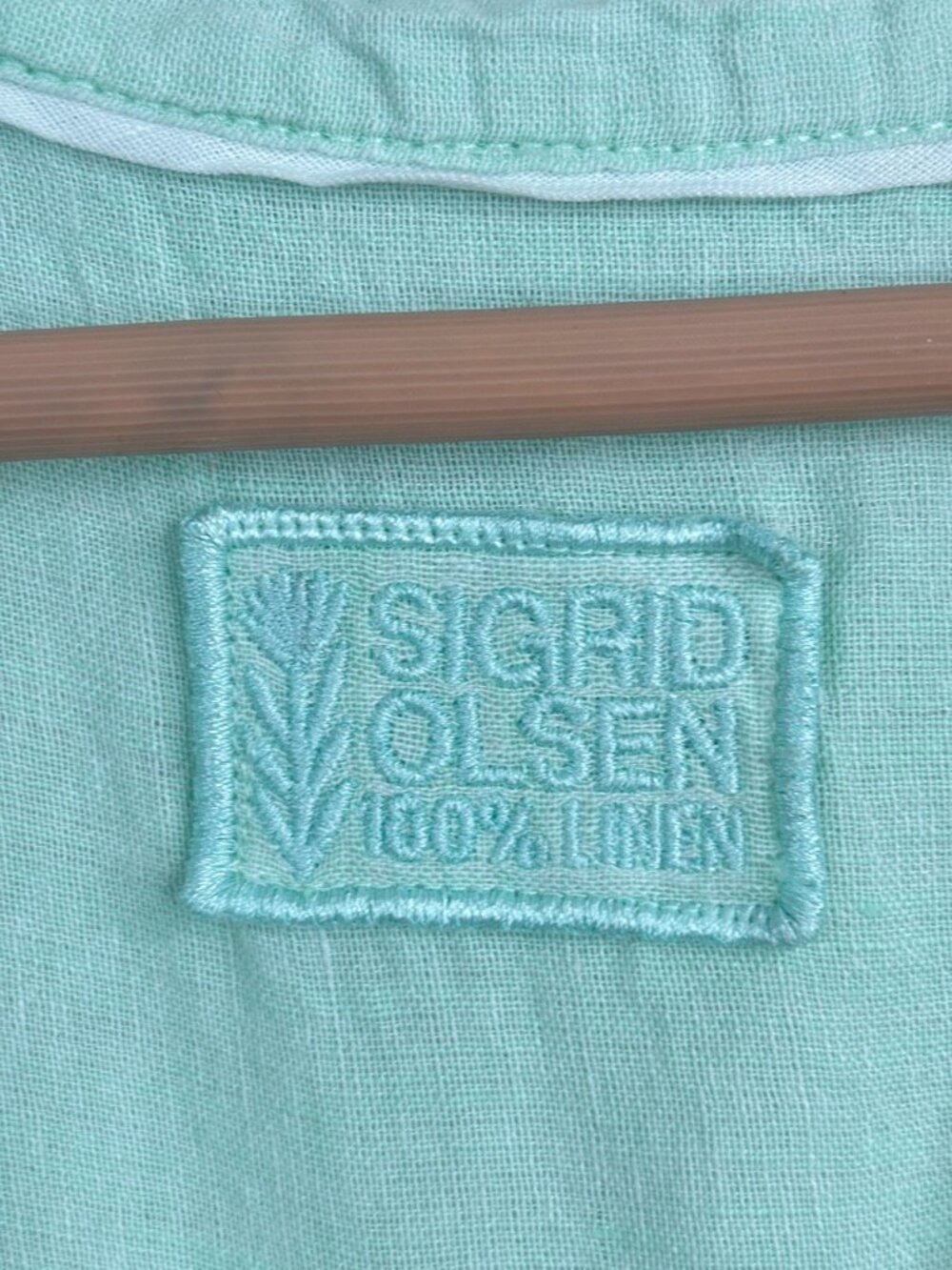 Sigrid Olsen 100% Linen Button Up Top XL Mint Green Lightweight Beach Cover Up - Picture 5 of 9